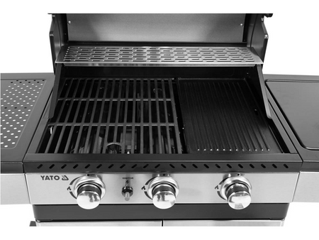 Grill ogrodowy gazowy 3+1 szafka pokrywa inox stal nierdzewna 11,2 KW YATO