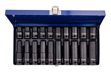 Klucz udarowy pneumatyczny kompozytowy 1/2" 1600Nm BJC + Nasadki 10-19mm 20szt.