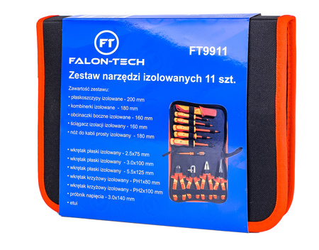 Zestaw elektryka narzędzi izolowanych wkrętaki ściągacz kabli miernik 11el FALON-TECH