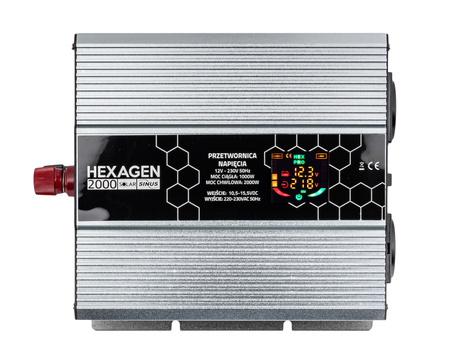 Przetwornica napięcia prądu HEX SINUS SOLAR 1000W/2000W 12V/230V