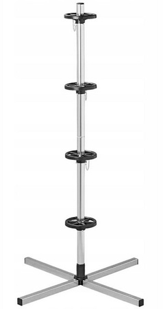 Stojak na opony koła felgi regał pionowy na 4 opony do garażu SILVER