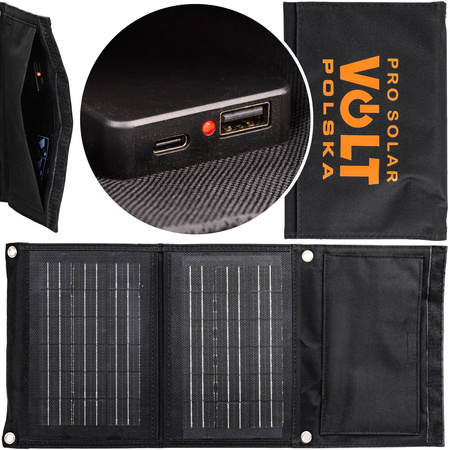 Przenośny panel solarny PRO SOLAR 10W 2xUSB 2A SKŁADANY VOLT POLSKA