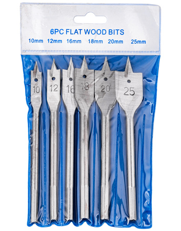 Wiertła do drewna płaskie łopatkowe piórkowe 10-25mm 6el GEKO
