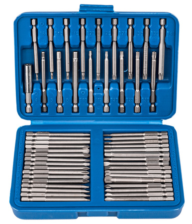 Bity do wkrętarki zestaw bitów 75mm + uchwyt 50el do wiertarki w walizce FALON-TECH