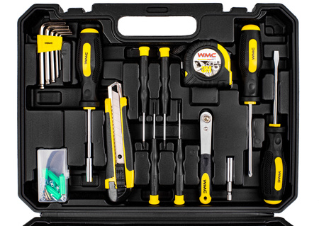 Zestaw narzędziowy klucze nasadowe wkrętaki bity 104 el WMC