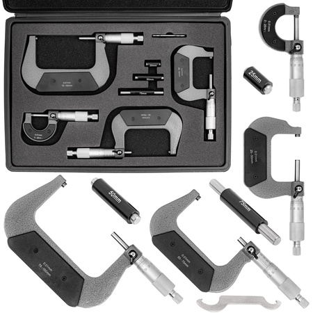 Zestaw mikrometry 0-100 mm zestaw 4 szt mikrometr + box FALON-TECH