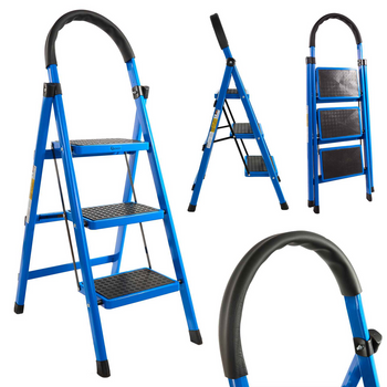 Drabina rozkładana trzystopniowa drabinka podest składana wzmacniania 117 cm GEKO