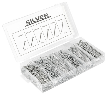 Zestaw zawleczek przetyczek zawleczki 1000 sztuk spinek SILVER
