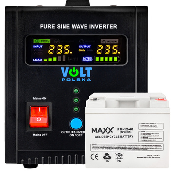 Zestaw Awaryjne Zasilanie SINUSPRO 500E + Akumulator 40Ah VOLT POLSKA