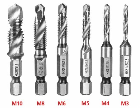 Zestaw wierteł gwintujących M3-M10 HSS z powłoką tytanową 6szt SILVER