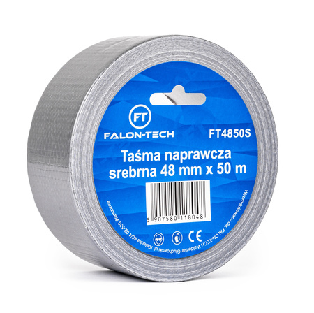 Taśma klejąca naprawcza srebrna zbrojona DUCT TAPE 48mm x 50m bardzo mocna FALON-TECH