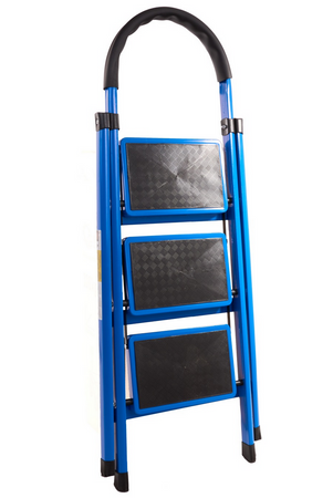 Drabina rozkładana trzystopniowa drabinka podest składana wzmacniania 117 cm GEKO