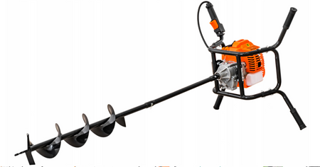 Wiertnica glebowa świder spalinowy 2-os do gleby ziemi 3 wiertła przedłużka + olej GEKO