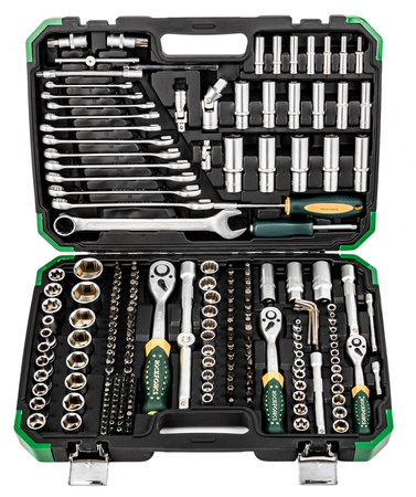 Zestaw narzędziowy warsztatowy klucze nasadowe nasadki płaskie torx 216 + 6el ROCKFORCE