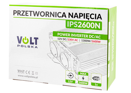 Przetwornica napięcia prądu IPS-2600N (12V/230V/2600W) VOLT POLSKA