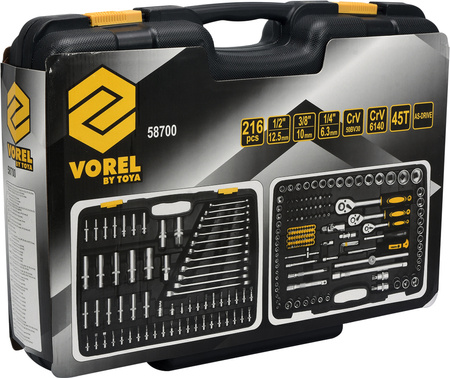 Zestaw narzędziowy 1/2" 1/4" 3/8" 216el. 58700 VOREL YATO