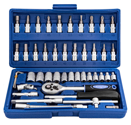 Zestaw kluczy nasadowych klucze nasadowe bity TORX HEX 46el. WMC