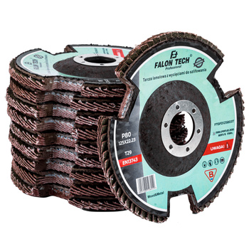 Tarcza listkowa lamelkowa lamelka z wycięciami 125mm P80 FALON-TECH