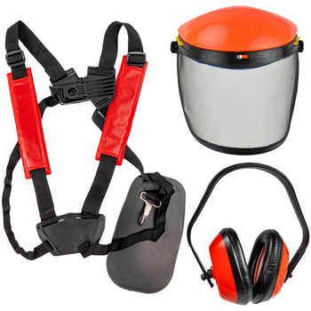 Zestaw maska ochronna szelki i nauszniki do kosy spalinowej DEMON