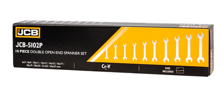 Klucze płasko oczkowe dwustronne zestaw płachta satyna Cr-V 10el 6-27mm JCB