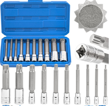 Zestaw klucze nasadki bity spline M4-M18 końcówki długie walizka 10szt FALON-TECH