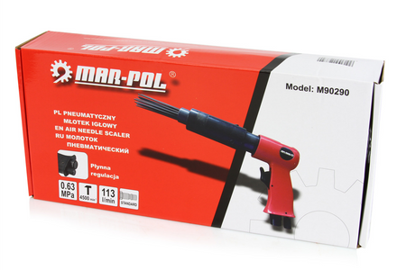 Młotek pneumatyczny blacharski igłowy udarowy do rdzy spawów 19 igieł MAR-POL