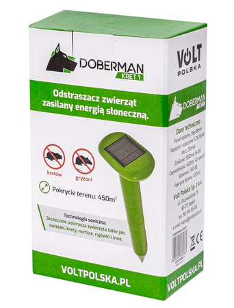 Ogrodowy solarny odstraszacz gryzoni i zwierząt (kun, myszy, szczurów, kretów) DOBERMAN KRET I GARDEN VOLT POLSKA