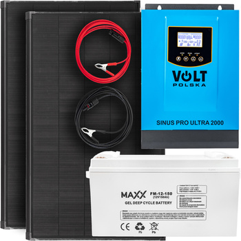 Zestaw solarny inwerter panel przetwornica 230V MPPT akumulator 150ah 2000W VOLT POLSKA