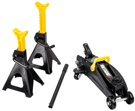 Podnośnik hydrauliczny niskoprofilowy 2T + kobyłki ROCKFORCE