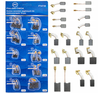 Szczotki węglowe do elektronarzędzi wiertarki uniwersalne zestaw 10 par FALON-TECH