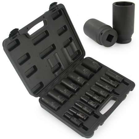 Zestaw nasadki udarowe nasadowe do klucz pneumatyczny 1/2" 8-32mm 16el MAR-POL