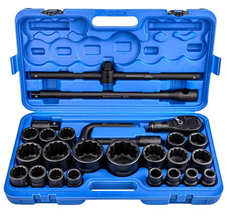 Klucze Nasadowe Udarowe 3/4" + 1" 12-kątne 26 el TRADE HOUSE