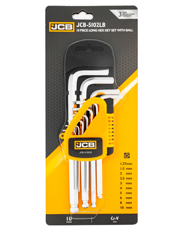 Zestaw klucze imbusowe wkrętaki imbusy crv z kulką 10el 1,27-10mm JCB
