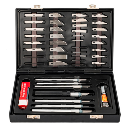 Zestaw nożyków modelarskich skalpel nóż 56elem. FALON-TECH