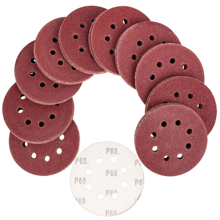 Papier ścierny na rzep krążek dysk z dziurami 125mm P60 100szt SILVER