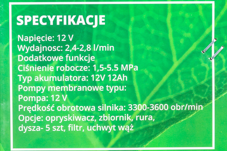 Opryskiwacz akumulatorowy ciśnieniowy plecakowy elektryczny 5 dysz 16L AL-FA