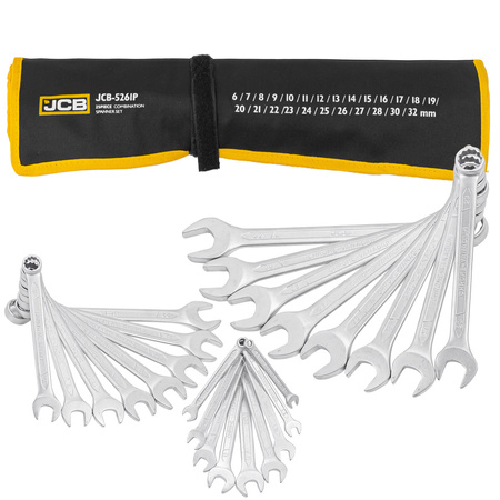 Klucze płasko oczkowe 6-32 mm 25 sztuk (płachta) JCB