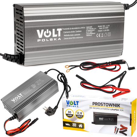 Prostownik ładowarka do ładowania akumulatora litowego LiFePo4 12V 30A 12.8V 14.6V VOLT POLSKA