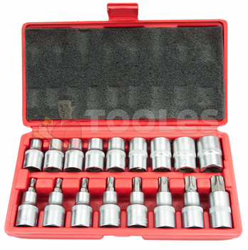 Klucze nasadowe torx nasadki i bity 17szt 1/2'' FALON-TECH