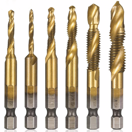 Zestaw wierteł gwintujących M3-M10 HSS z powłoką tytanową 6szt SILVER