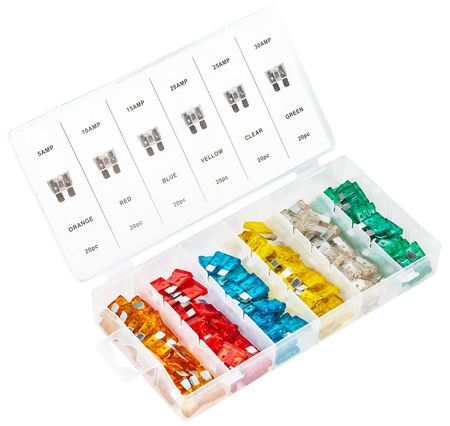 Bezpieczniki Samochodowe 5A-30A 120 sztuk Zestaw FALON-TECH