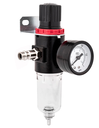Reduktor ciśnienia filtr powietrza odwadniacz 1/4" + manometr złączki FALON-TECH