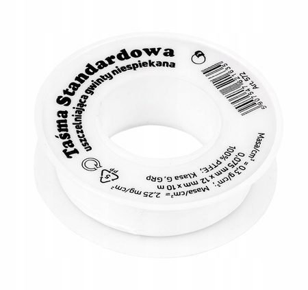 Taśma teflonowa uszczelniająca nawadniania PTFE do gwintów 12mm 10m DIAMOND