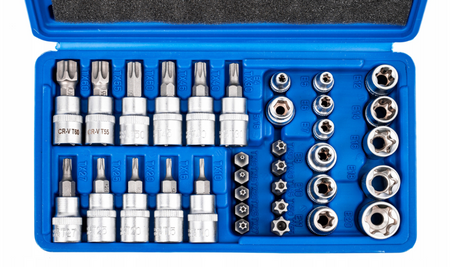 Klucze nasadowe gwiazdka nasadki bity torx 3/8" zestaw kluczy nasadek 34el FALON-TECH
