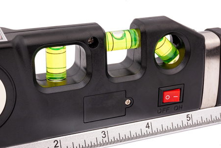 Poziomica laserowa z miarką standardową i zwijaną 250cm +LED GEKO