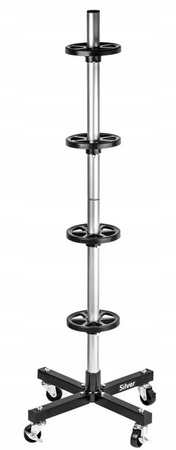Stojak na opony koła felgi regał pionowy z kółkami na 4 opony do garażu SILVER