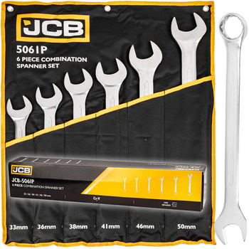 Klucze płasko oczkowe dwustronne zestaw płachta satyna Cr-V 6el 33-50mm JCB