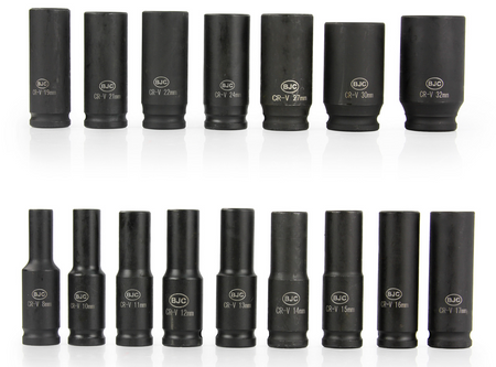 Zestaw nasadki udarowe nasadowe do klucz pneumatyczny 1/2" 8-32mm 16el MAR-POL