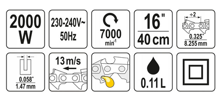 Piła pilarka łańcuchowa elektryczna do drewna 40CM 2000W YT-84870 YATO