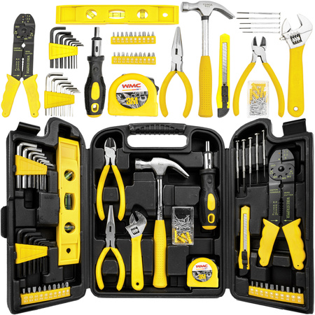 Zestaw narzędziowy klucze nasadowe imbudowe wkrętaki młotek bity 3/8" 130el WMC